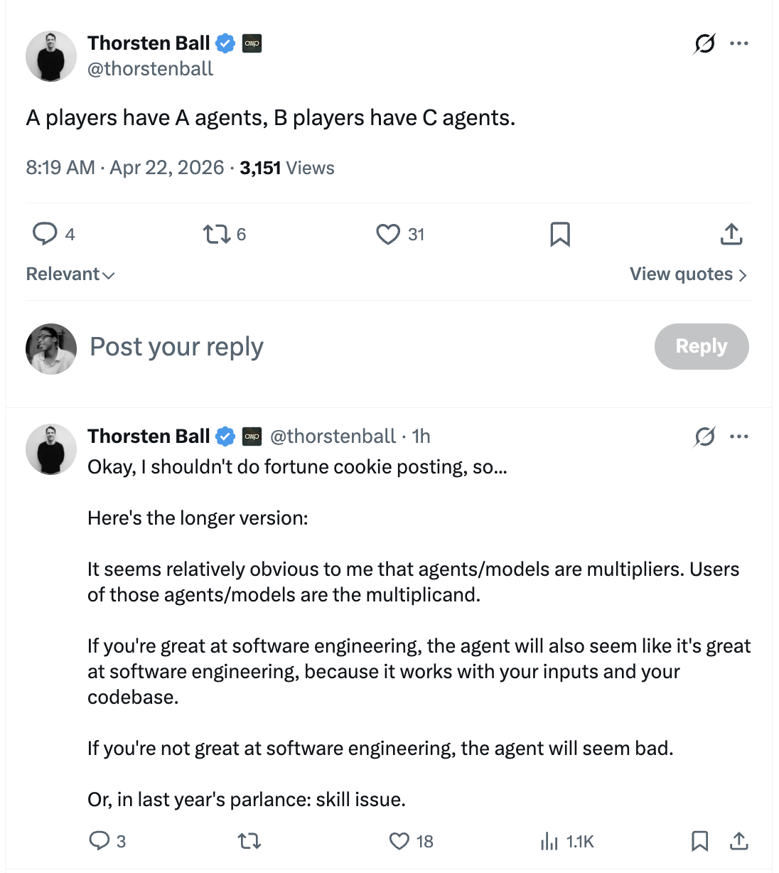 A players have A agents, B players have C agents
